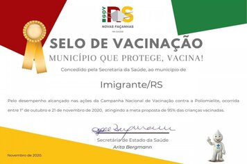 Imigrante conquista selo de vacinação do Governo do Estado