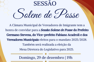 Posse de vereadores, vice e prefeito será no dia 29 de dezembro