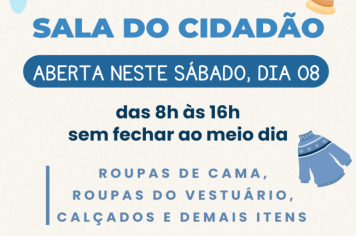 Sala do Cidadã aberta neste sábado para retirada de doações