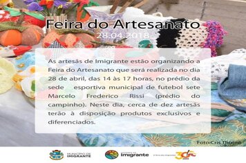 Feira do Artesanato será dia 28 de abril