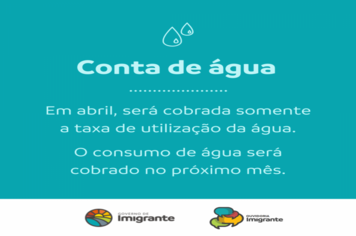 Conta de água terá somente taxa de utilização neste mês