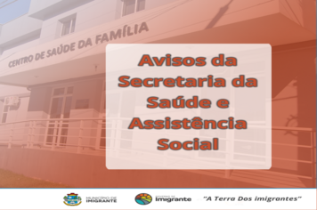 Avisos da Secretaria da Saúde e Assistência Social