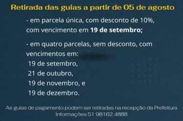 Guias do IPTU estarão disponíveis a partir de 05 de agosto