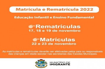 Matrícula e rematrícula 2022