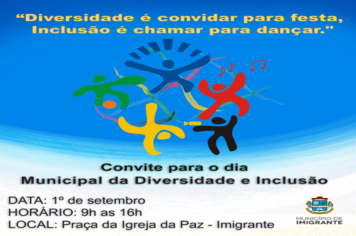 Dia Municipal da Diversidade e Inclusão será amanhã