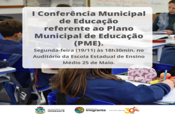 Conferência Municipal de Educação será 19 de novembro