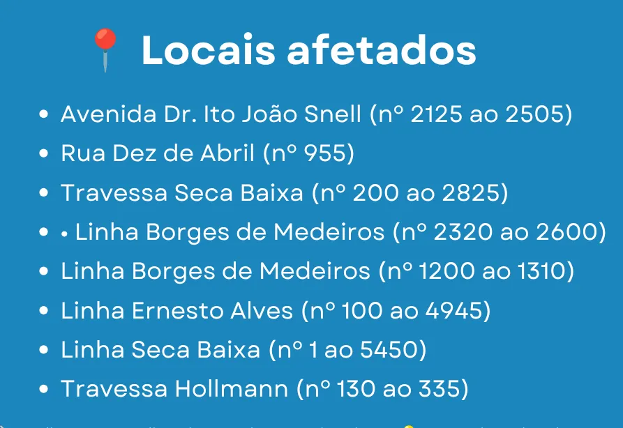  Atenção: Interrupção de energia nesta quinta-feira em Imigrante