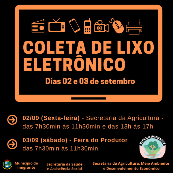 Lixo eletrônico será recolhido no início de setembro em Imigrante