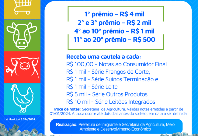 Notas da Campanha de Incentivo devem ser trocadas na Agricultura até o dia 13