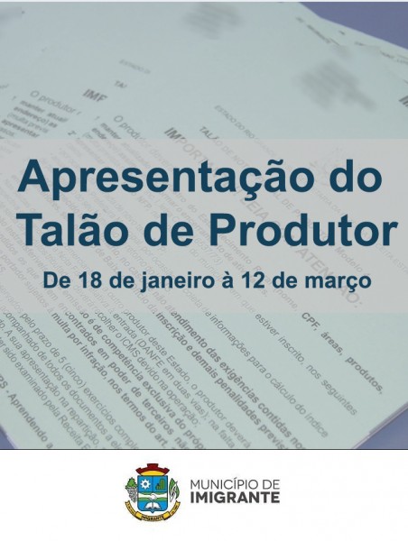 Apresentação do Talão de Produtor