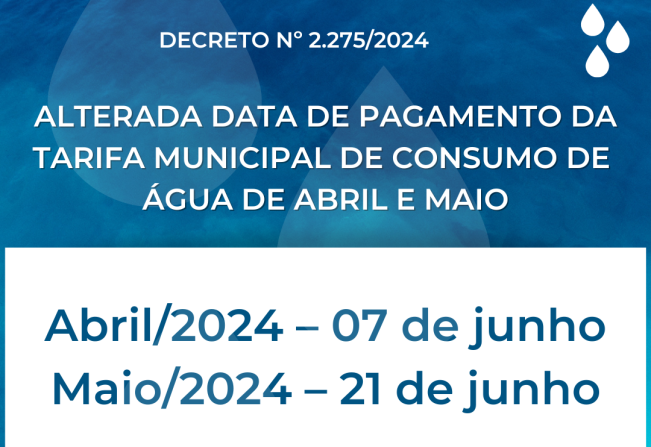 Alteradas datas de vencimento de taxas de água