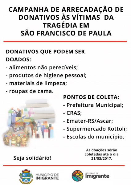 Imigrante lança campanha para arrecadar donativos para São Francisco de Paula