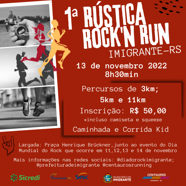 Abertas inscrições para 1ª Rústica Rock’n Run de Imigrante