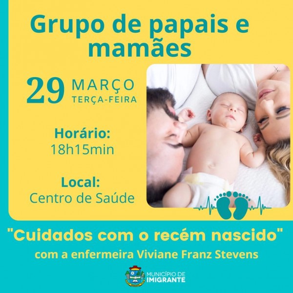 Saúde organiza encontro de papais e mamãe para cuidados com o recém-nascido