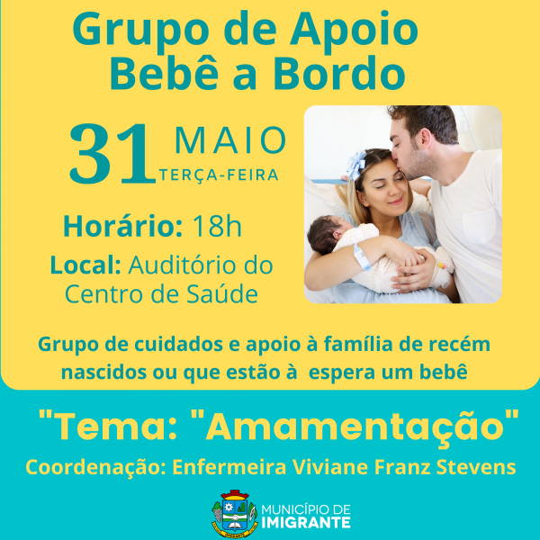 Grupo de Apoio Bebê a Bordo será no dia 31